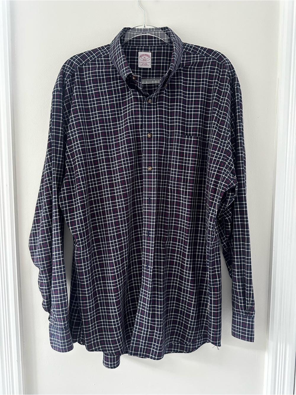 Brooks Brothers Men's Long-Sleeve Black Plaid Button-Down Shirt